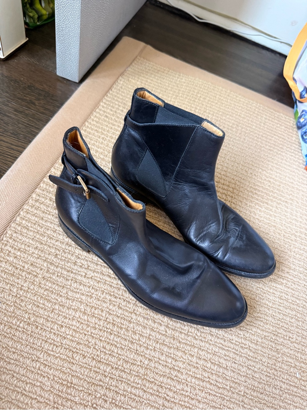 Ralph Lauren Black Leather Chukka Boots with Buckle Accent